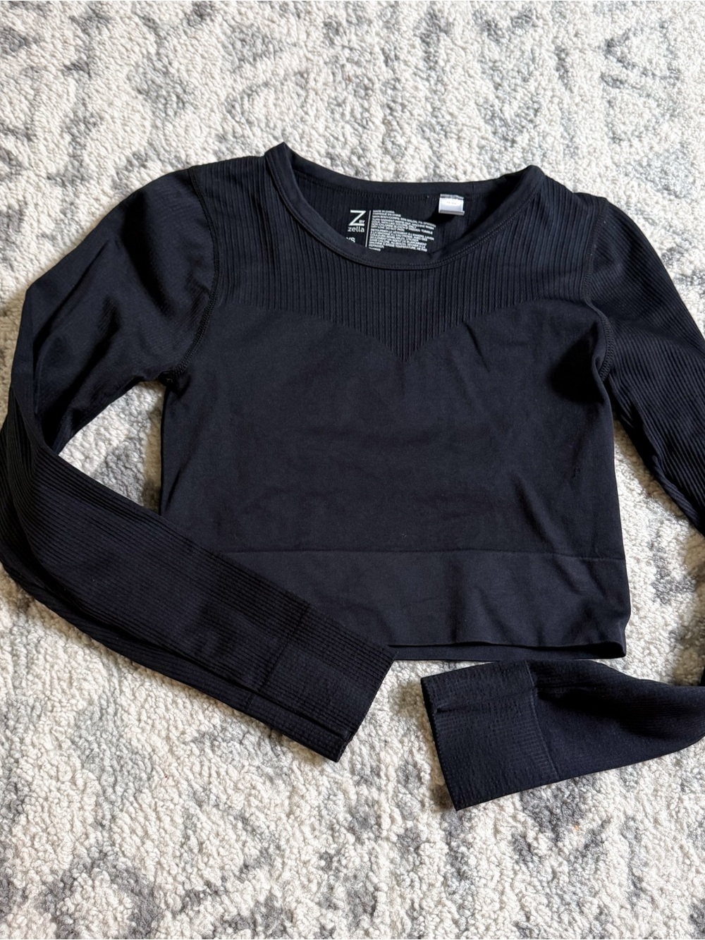 Z by Zella Black Long Sleeve Crop Workout Top